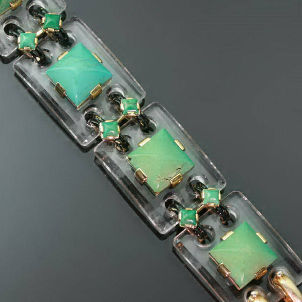 Art Deco turquoise stones articulated bracelet (image 12 of 18)